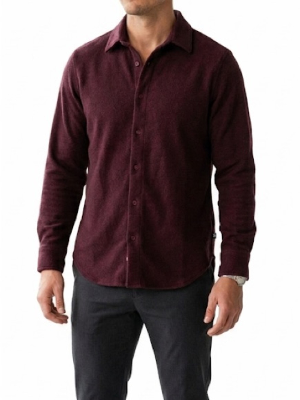 Kit and Ace Fleece/Wool Maroon Button Up Shirt Size Extra Large